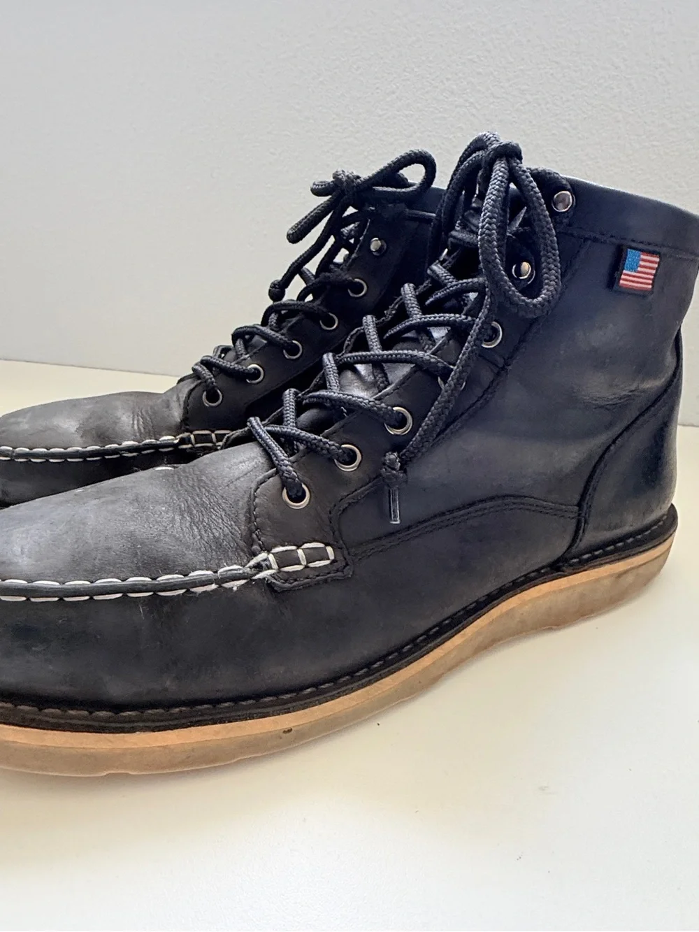 Danner Bull Run Steel Toe Moc Toe Boots USA Black Leather mens Size 14